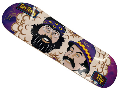 Cheech Marin & Tommy Chong Signed Purple Tom Penny Skateboard Deck