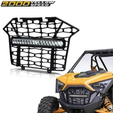 Fit For 20-23 Polaris RZR PRO XP Front Bumper Mesh Grille Grill w/ LED Light New