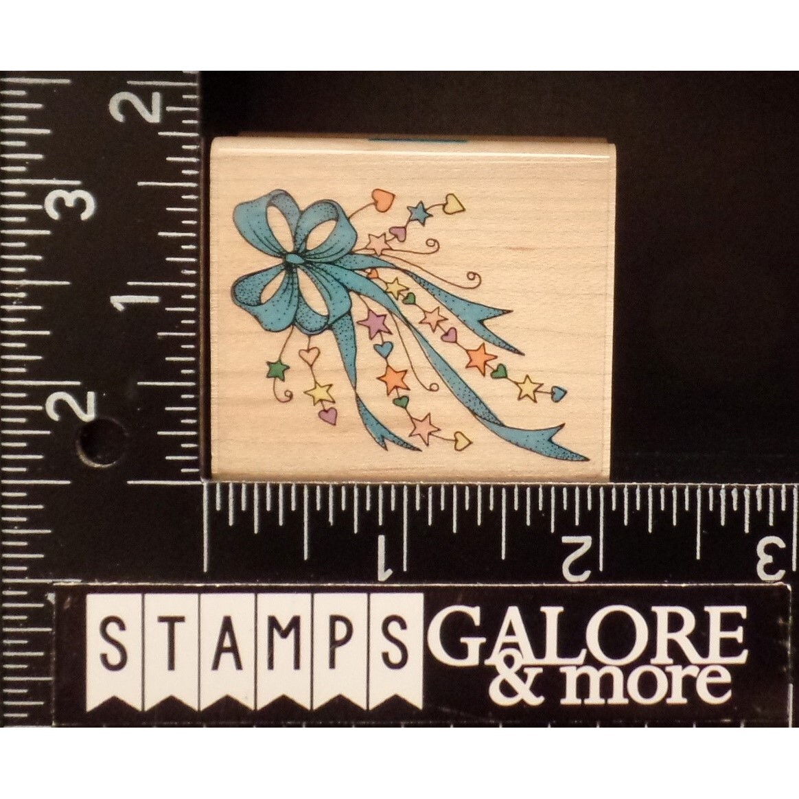 HERO ARTS RUBBER STAMPS E152 FESTIVE STREAMERS BOW RIBBON HEARTS STARS #T21