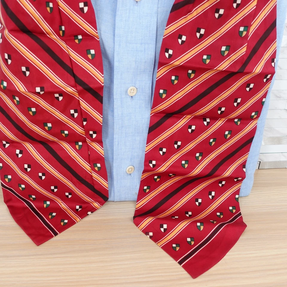 Mens Ascot Cravat Neck Tie Red Striped Classic Formal Oxford Tuxedo Party Suit - Image 2 of 4