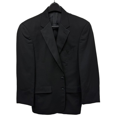Calvin Klein Men's Black Tuxedo Jacket 2-Button Satin Notch Lapels Wool Size 48R - Picture 2 of 5