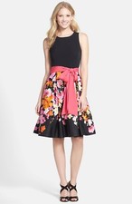 Eliza J Floral Print Faille Fit & Flare Dress (size 8P)
