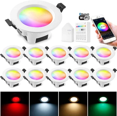 10x 9W LED Einbaustrahler WIFI Bluetooth RGB+WW+CW Einbauleuchte Decken Dimmbar - Bild 1 von 4