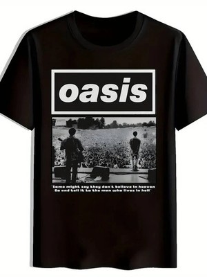 Oasis Rock Band Black Graphic Unisex Men s Casual Adult Short Sleeve Tee S 5XL