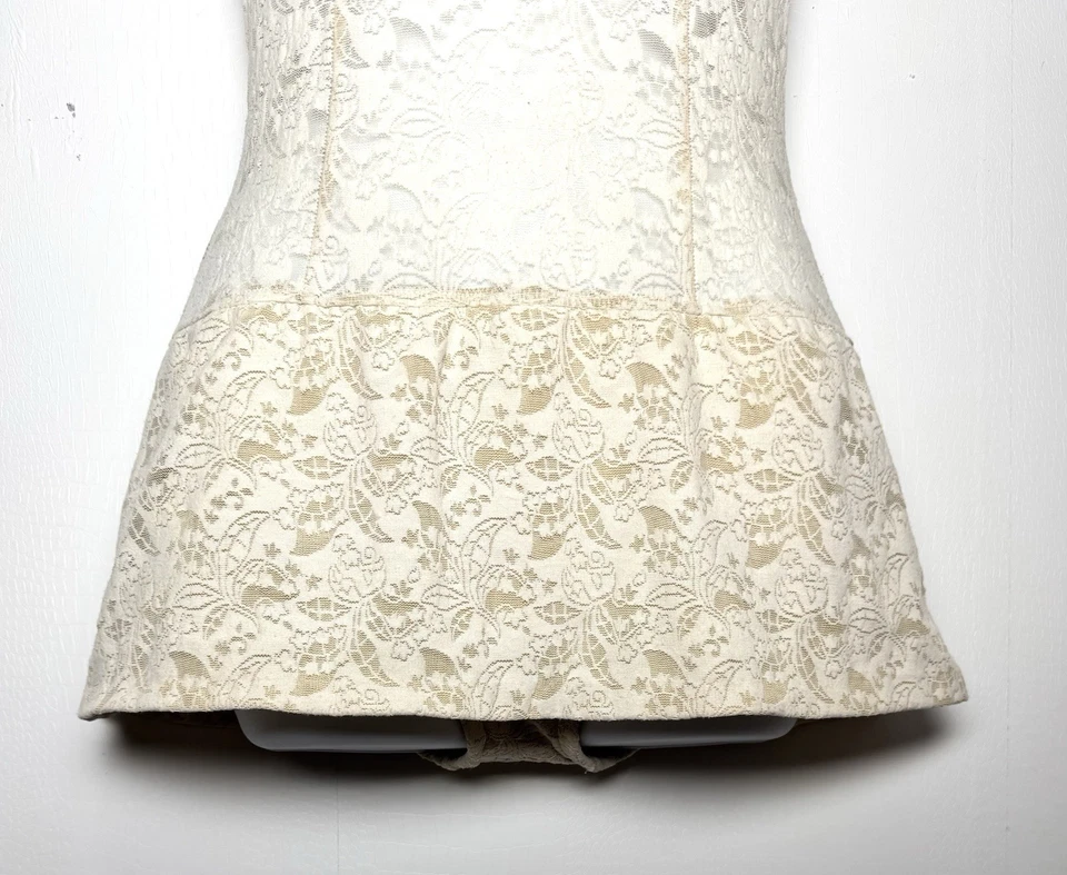 Vtg 50s Rose Marie Reid Lace Swimsuit Dress Ivory Pinup One Piece Union Made - Image 3 of 4