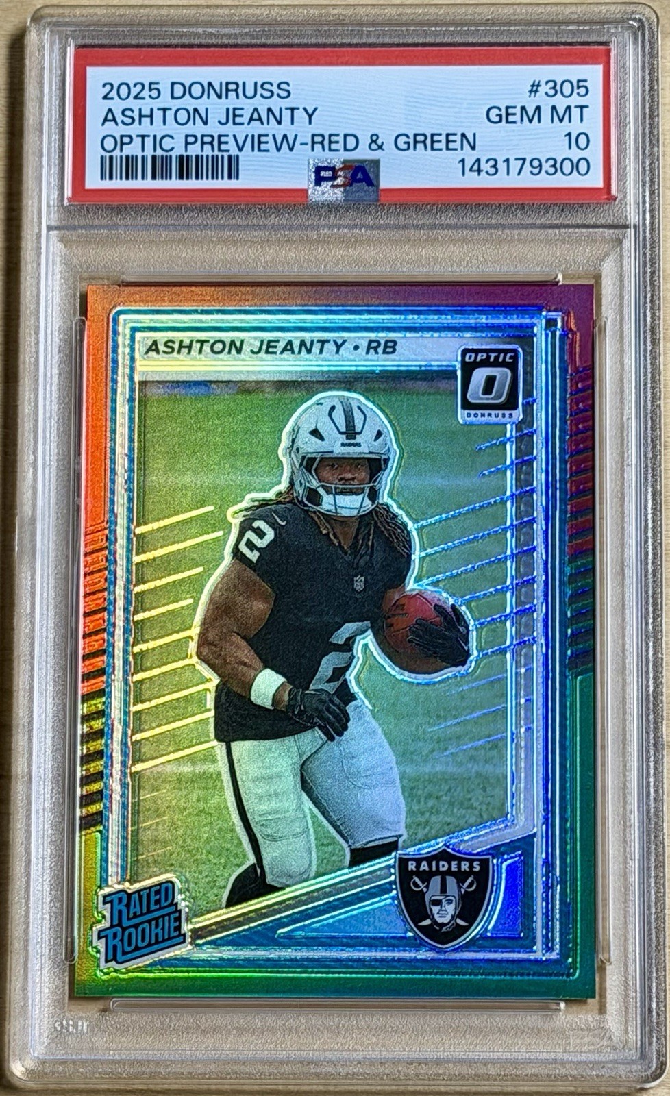 Ashton Jeanty Panini Donruss #305 Optic Preview-Red & Green