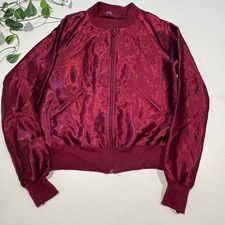 American Apparel Burgundy Satin Bomber Jacket XXS Y2K Indie Sleaze