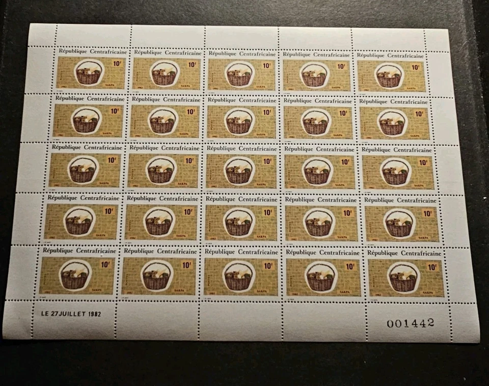 Sello Centroafricano 7 Hojas Objetos Artesanales Nº 524/530 Nuevo ** Lujo MNH Foto 4 de 4