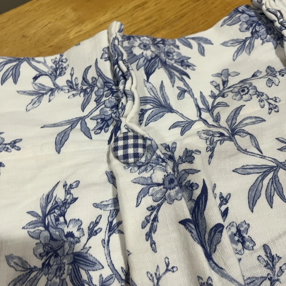 Xadrez floral American Living Valance azul Ralph Lauren 47x28” vaso sanitário em camadas - Imagem 3 de 4