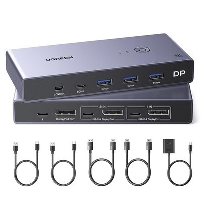 UGREEN 8K@60Hz Displayport KVM Switch, DP 1.4 KVM Switcher Support 4K@240Hz, 4 P