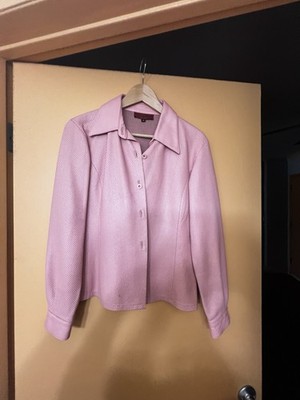 Nicola Berti Women's Pink Medium Leather Moto Jacket Biker