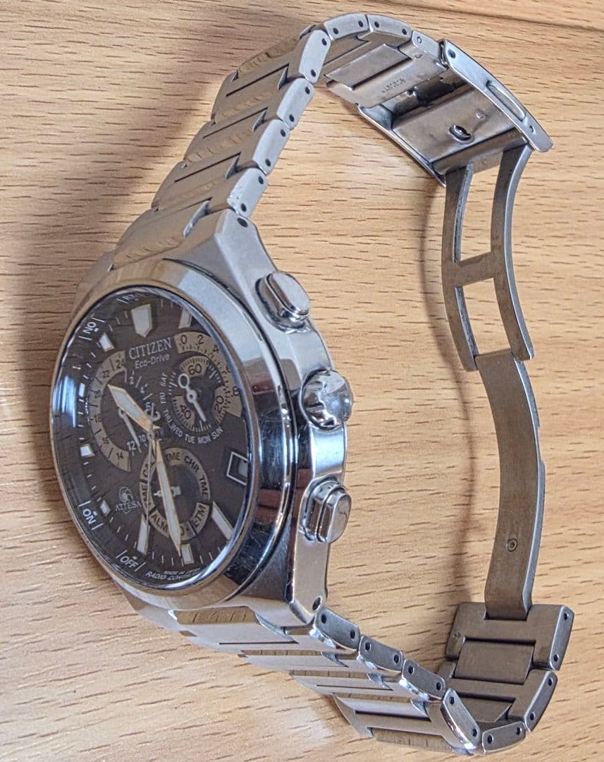 Citizen Attesa Chronograph Radio Solar Watch wrist 18.5cm/7.3in View 5