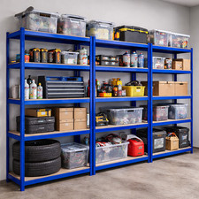 5 Tier Blue Storage Rack Heavy Duty Shelving Galvanised Steel Garage Shelves