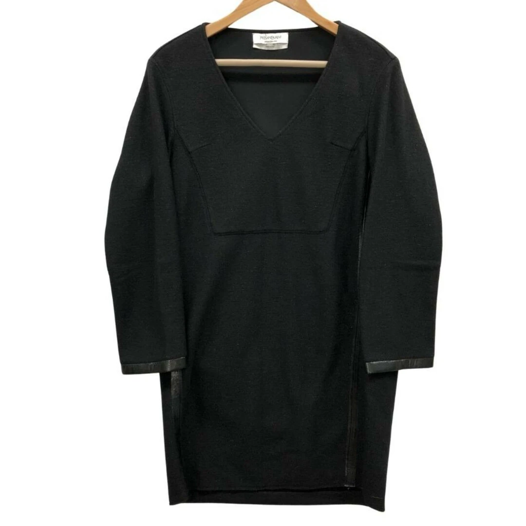 SAINT LAURENT (YSL) Nastro Yves Saint Laurent pezzo unico in pelle di lana nero AFB44 usato0