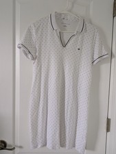 Tommy Hilfiger White w/navy Polk  Polo Dress Women’s Large L/G Cotton s/s Preppy