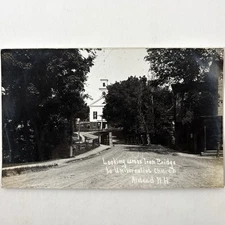 RPPC Alstead NH Universalist Church Iron Bridge Antique New Hampshire Postcard