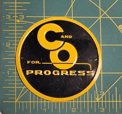 Vintage 1950 s Post Cereal Premium  C&O for Progress  Railroad Tin Sign