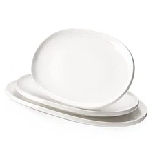 DOWAN Platos grandes para servir, platos de porcelana de 16/14/12 Ellipse