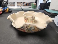 Yesteryears Pottery Marshall Texas Chip And Dip Trayl USA Hand Turned