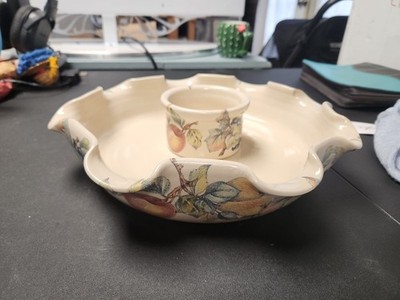 Yesteryears Pottery Marshall Texas Chip And Dip Tray USA Hand Turned!.