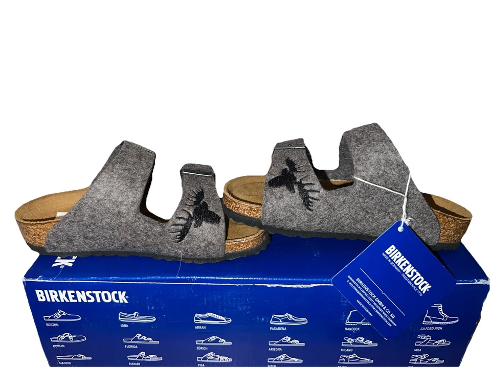 NEW Birkenstock Arizona Kids Wool Felt Gray Elk Sandals US K 8 Narrow 1007124 - Image 4 of 4