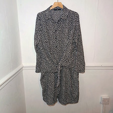 Very Womens Dress Black Size UK 24 White Polka Dot Tie Front Knee Length Office