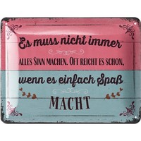 Lanolu Blechschild Es Muss Spaß Machen Spruchschild - 15X20Cm