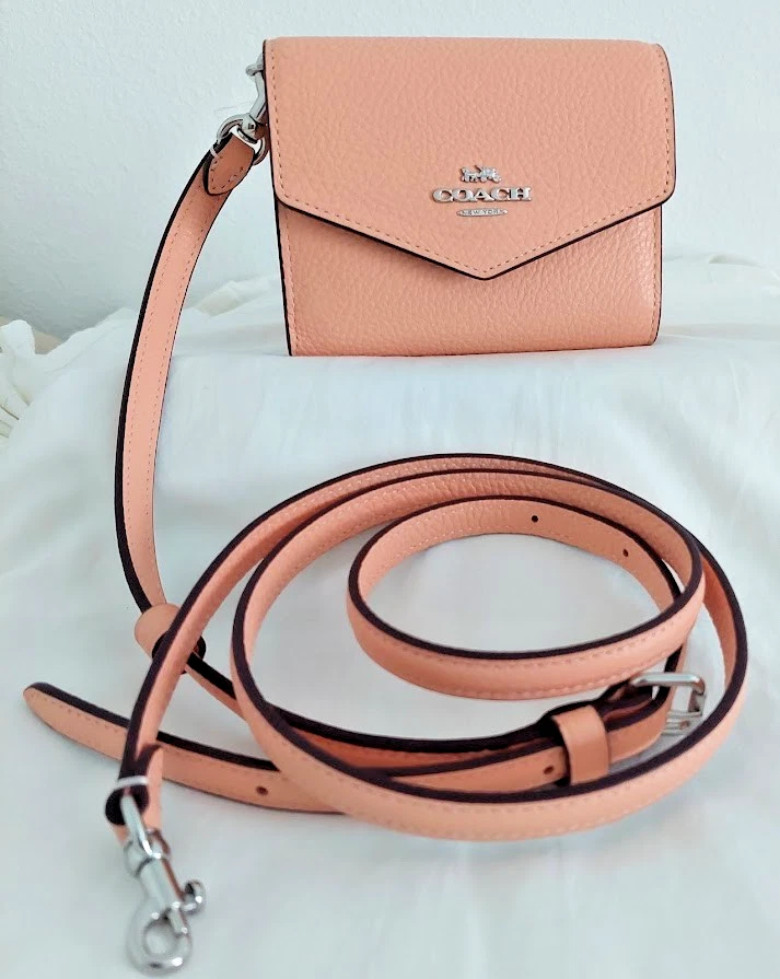 COACH PEBBLE LEATHER MINI ENVELOPE WALLET WITH STRAP YOU PICK it CR170 or CR175 - Image 4 of 4