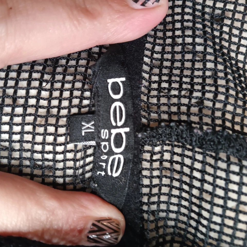 Camisa sin mangas Bebe Sport para mujer XL con capucha malla negra con red Y2K Spellout Foto 4 de 4