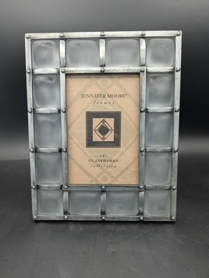 Jennifer Moore Frosted Caged Glass Photo Picture Frame Fits 3'' x 5''