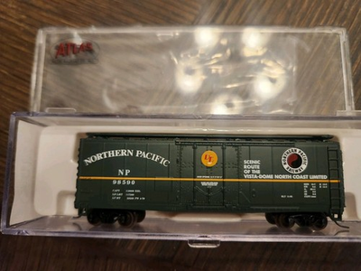 #ad N Atlas 40#x27; Plug Door Boxcar Northern Pacific Car #98590 Item #33324. Brand New $22.98