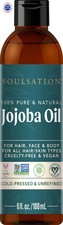 SOULSATION Pure Jojoba Oil 6 Fl Oz Pack Skin Hair Face Body Natural Cold Pressed