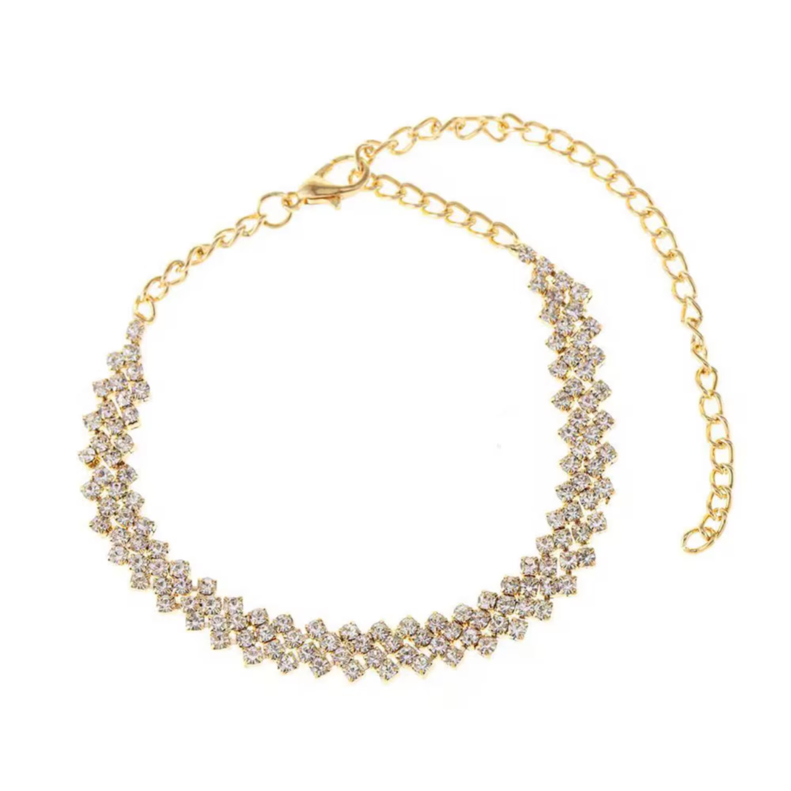 Collier ras de cou strass Doré haute brillance, le bijou de soirée prestigieux
