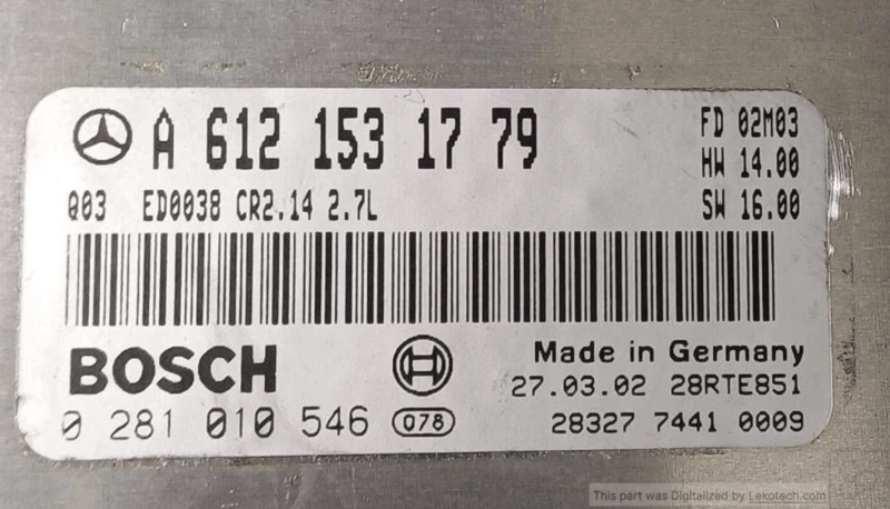 CENTRALINA INIEZIONE MERCEDES-BENZ CLASSE M W163 270 CDI SUV 1998-2006 690b7a - Immagine 4 di 4