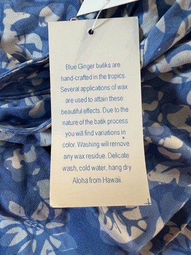 Blue Ginger Resort Hawaii Citrus Flower Blue Floral Dress Size Medium - Picture 8 of 11