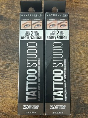 (2) pack Maybelline Tattoo Studio Waterproof Eyebrow BROW Gel - 260 Deep Brown