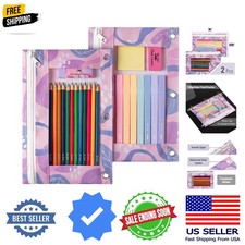 Pencil Pouch for 3 Ring Binder, 2 Pack, 10"x6.75", Smooth Zipper  Clear Wind...
