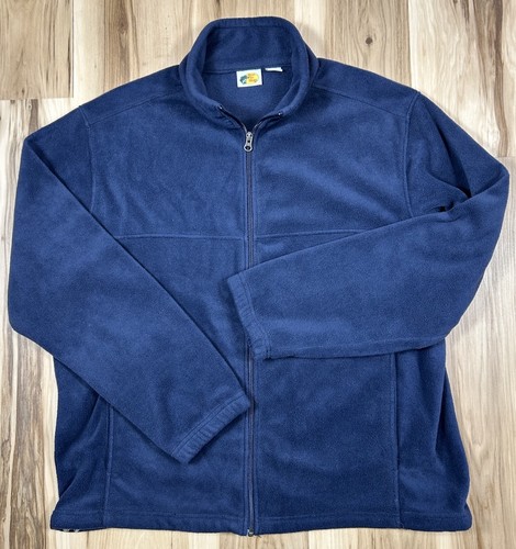 Bass Pro Shops Fleece Jacket Coat Men Large Blue Full Zip Pockets Outdoor