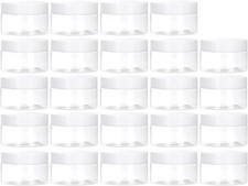 24 Pack 1 OZ Plastic Jars round Clear Cosmetic Container Jars with Lids, Low Pro