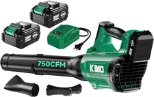 KIMO Cordless Leaf Blower with Battery and Charger, 750CFM 220MPH, 4 Speeds W/Tu