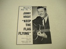 JOHNNY WRIGHT headed For #1 w/ KEEP THE FLAG FLYING 1966 promo trade advt
