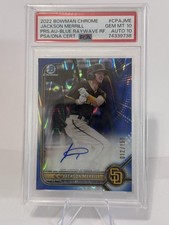 2022 Bowman Chrome Jackson Merrill Blue Raywave Refractor Auto /150 PSA 10/10