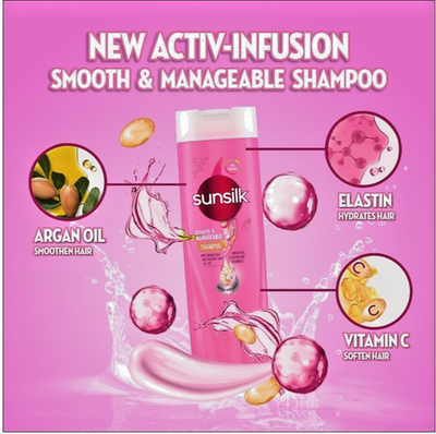 Sunsilk Shampoo Pink 300ml – Smooth & Manageable, Soft Hair, Daily