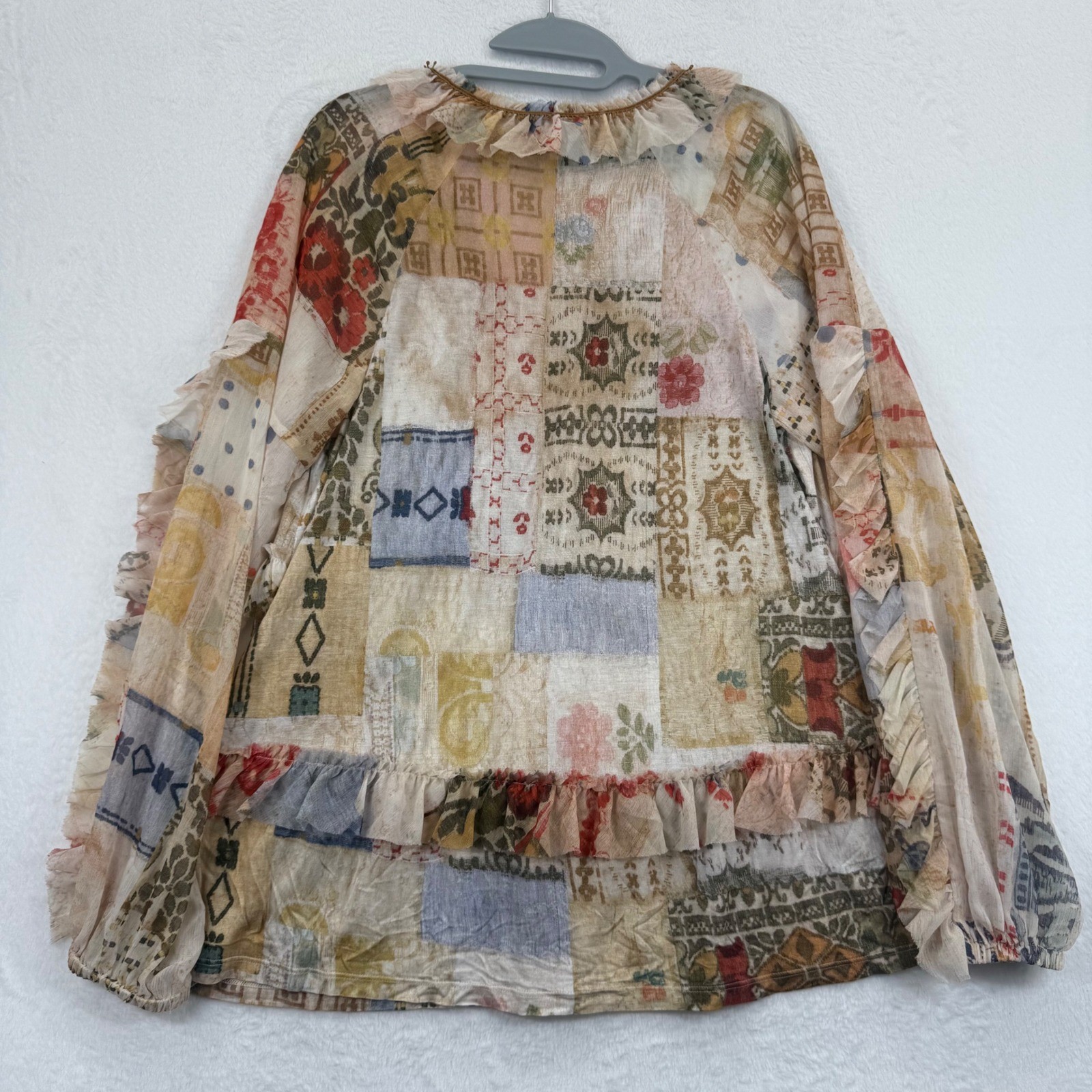 TINY Anthropologie Patchwork Print Ruffle Trim Lo… - image 7