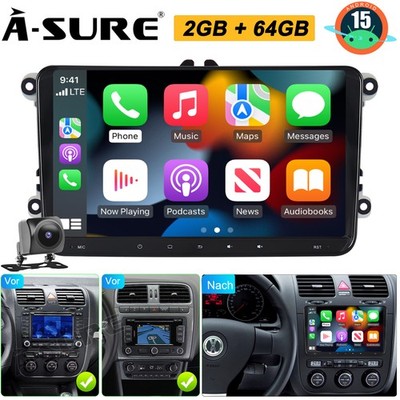 9'' Android 15 Autoradio Carplay NAVI Kam für VW Golf 5 6 Plus Touran Polo Passat