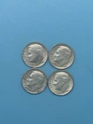 Silver Lot of four (4) Roosevelt Dimes Mixed Dates 90% Silver 1961-1964.