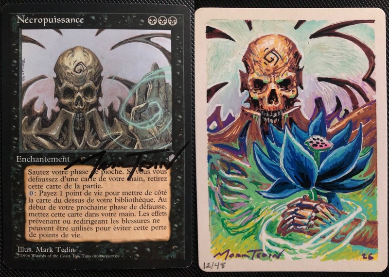 MTG French Ice Age Necropotence ARTIST PROOF w/original Black Lotus art Amazing