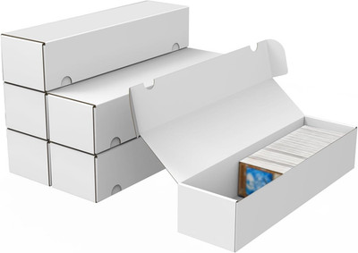 Trading Card Storage Box, 6-Pack 1100 Count White Corrugated Cardboard Bulk Spor