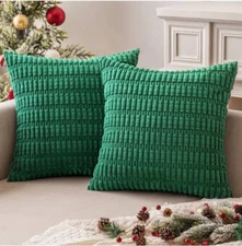 MIULEE Dark Green Corduroy Pillow Covers 18" x (Pack of 2), New