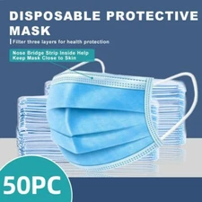 [50 Pcs]3-Ply Disposable Face Mask Non-Medical Surgical Face Mouth Cover LAship